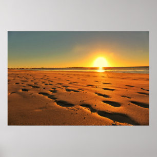 Poster Cartaz de Pôr do Sol na Praia Linda
