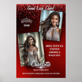 Poster Cartaz de Porta de Concurso Vermelho Glamour Brilh
