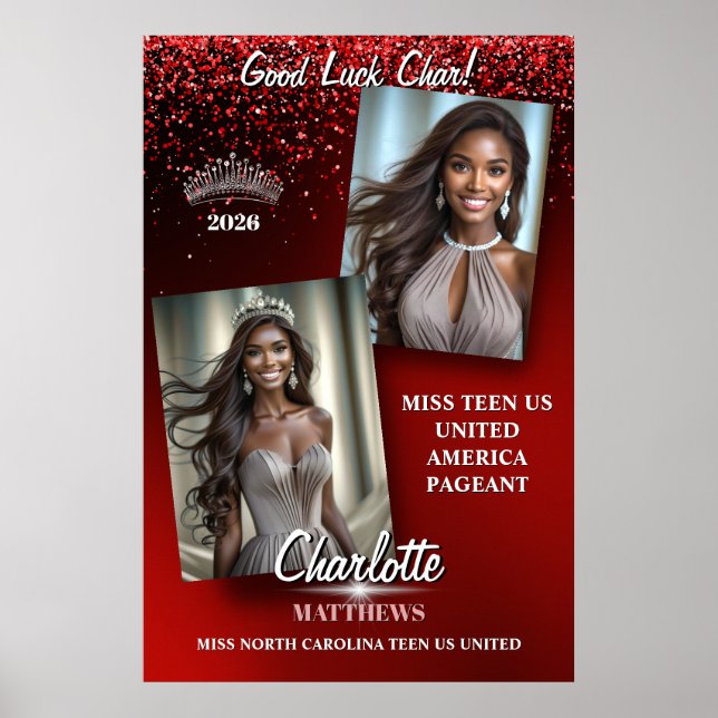 Poster Cartaz de Porta de Concurso Vermelho Glamour Brilh (Frente)