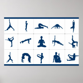 Poster Cartaz de Posturas de Yoga Árvore da Vida, Lótus e