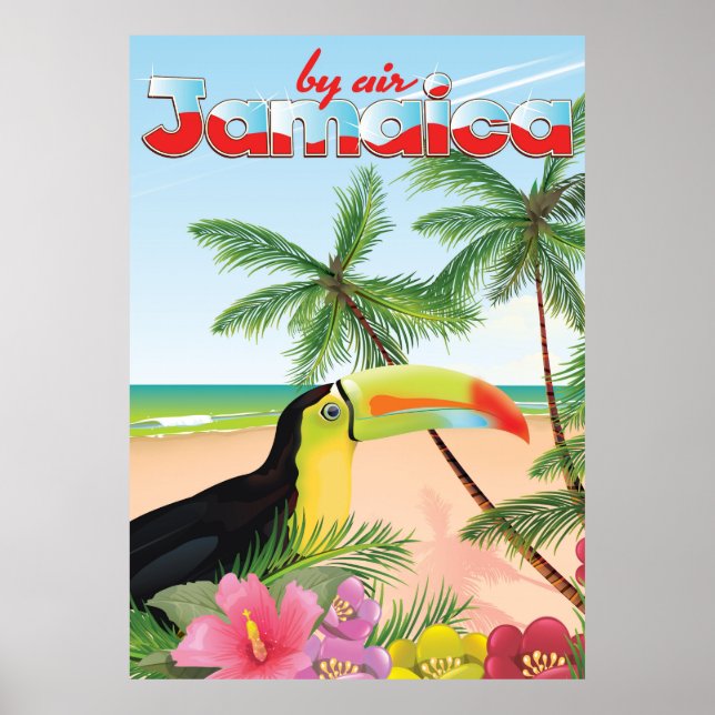 Poster cartaz de praia do tucano da Jamaica (Frente)