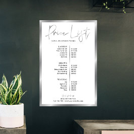 Poster Cartaz de Preços de Negócios Prata e Branco Modern