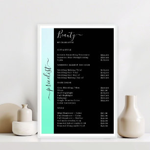 Poster Cartaz de Preços de Salão Ombre & Black