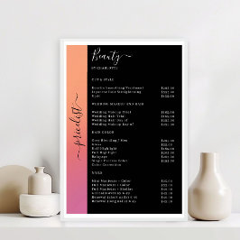 Poster Cartaz de Preços de Salão Ombre, Rosa, Laranja e P