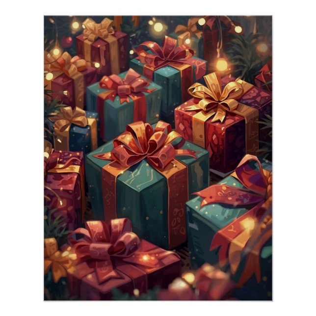 Póster Cartaz de Presentes de Natal (Frente)