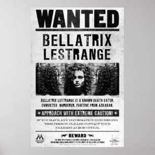 Póster Cartaz de Procurado de Bellatrix Lestrange