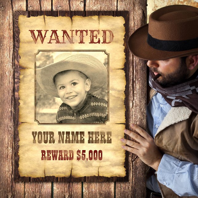 Poster Cartaz de Procurado | Modelo de Foto Vintage do Ve (Criador carregado)