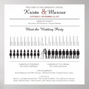 Poster Cartaz de Programa de Casamento com Silhuetas Simp