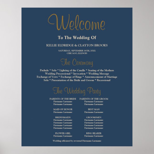 Poster Cartaz de Programa de Cerimônia de Casamento Simpl (Frente)