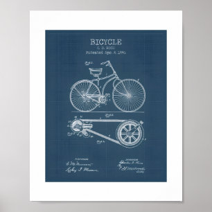 Poster Cartaz de Projeto de Patente de Bicicleta Antiga