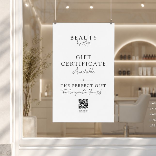 Poster Cartaz de Promoção de Certificado de Presente de S (Salon Gift Certificate Promo Poster with QR Code)