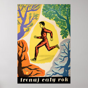 Poster cartaz de promoção esportiva da Polônia durante to