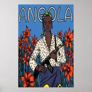 Poster Cartaz de propaganda africano dos anos 1970 Angola