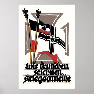 Poster Cartaz de Propaganda Alemã da Primeira Guerra Mund