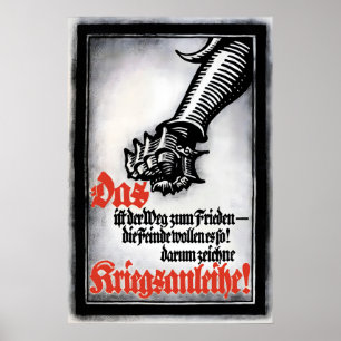 Poster Cartaz de Propaganda Alemã da Primeira Guerra Mund