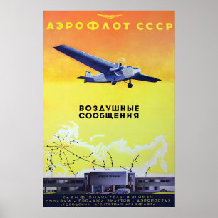 Poster Cartaz de propaganda da Aeroflot da União Soviétic