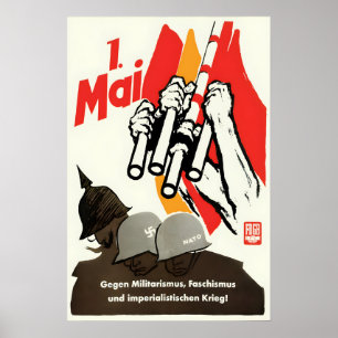 Poster Cartaz de Propaganda da Alemanha Oriental FDGB 1º 