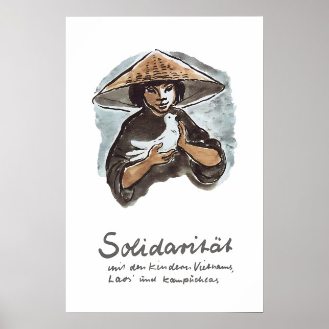 Poster Cartaz de Propaganda da Alemanha Oriental Solidari (Frente)
