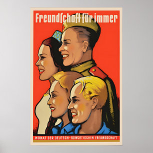 Poster Cartaz de Propaganda da Alemanha Oriental Soviétic