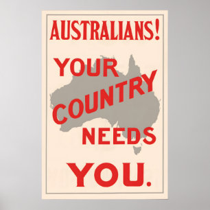 Poster Cartaz de Propaganda da Austrália na Segunda Guerr