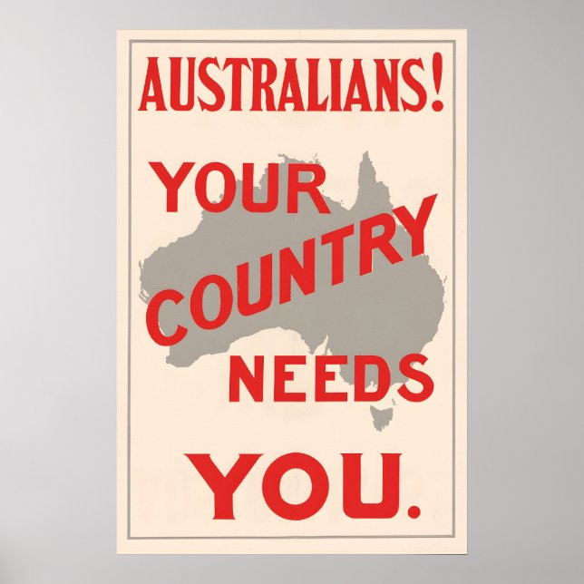 Poster Cartaz de Propaganda da Austrália na Segunda Guerr (Frente)