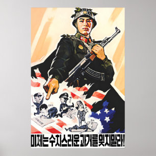 Poster Cartaz de Propaganda da Coreia do Norte Imperialis