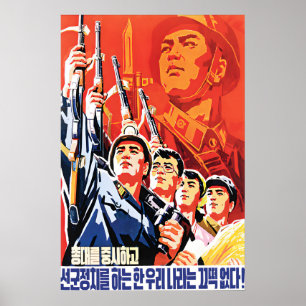 Poster Cartaz de Propaganda da Coreia do Norte Política d