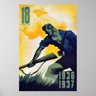 Poster Cartaz de Propaganda da Guerra Civil Espanhola Art