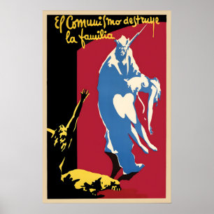 Poster Cartaz de Propaganda da Guerra Civil Espanhola Com