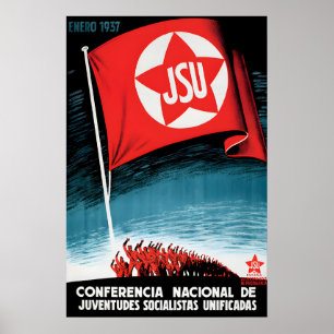 Poster Cartaz de Propaganda da Guerra Civil Espanhola JSU