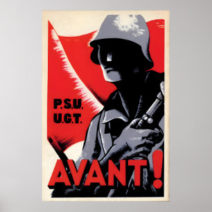 Poster Cartaz de Propaganda da Guerra Civil Espanhola PSU