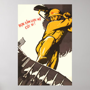 Poster Cartaz de Propaganda da Guerra do Vietnã 1966 Anti