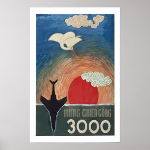 Poster Cartaz de Propaganda da Guerra do Vietnã Norte do