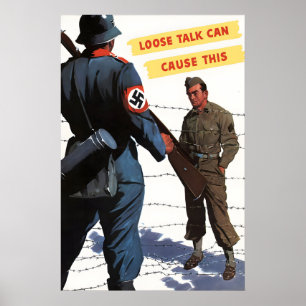 Poster Cartaz de Propaganda da II Guerra Mundial Conversa
