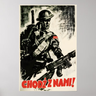 Poster Cartaz de Propaganda da Polônia na Segunda Guerra 