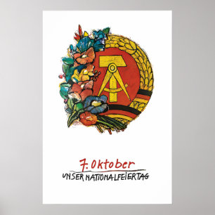 Poster Cartaz de Propaganda da RDA Dia Nacional da Aleman