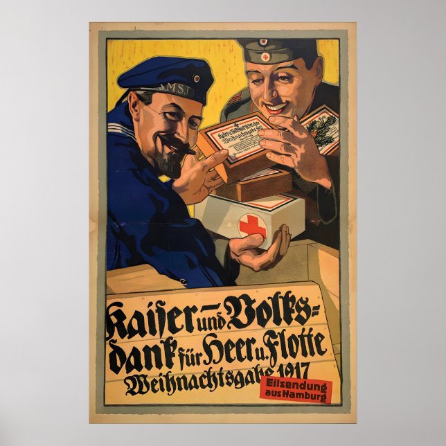 Poster Cartaz de Propaganda de Natal da Alemanha Imperial (Frente)
