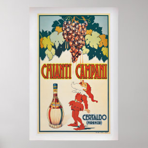 Poster Cartaz de propaganda de vinho vintage Chianti Camp