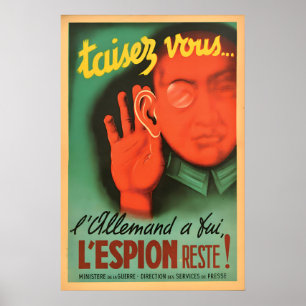 Poster Cartaz de Propaganda Francês da Segunda Guerra Mun