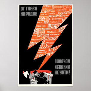 Poster Cartaz de propaganda soviética anti-Franco Espanha