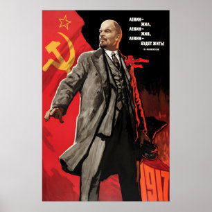 Poster Cartaz de Propaganda Soviética de Lenin, Viva Leni