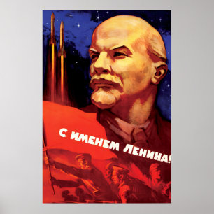Poster Cartaz de Propaganda Soviética Em nome de Lenin! A