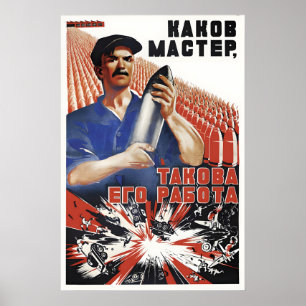 Poster Cartaz de Propaganda Soviética Indústria de Armas 