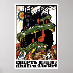 Poster Cartaz de Propaganda Soviética Morte do internacio
