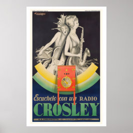Poster Cartaz de propaganda vintage da Crosley Radio por