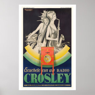 Poster Cartaz de propaganda vintage da Crosley Radio por