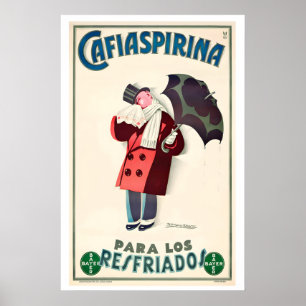 Poster Cartaz de propaganda vintage de Cafiaspirin para r