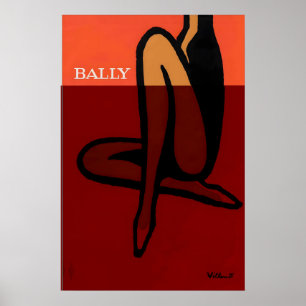 Poster Cartaz de propaganda vintage de sapatos Bally