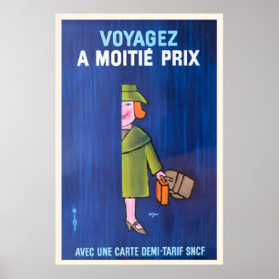 Poster Cartaz de propaganda vintage de viagem de trem