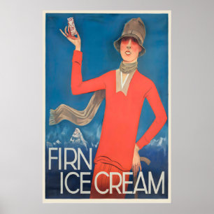 Poster Cartaz de publicidade vintage de sorvete suíço